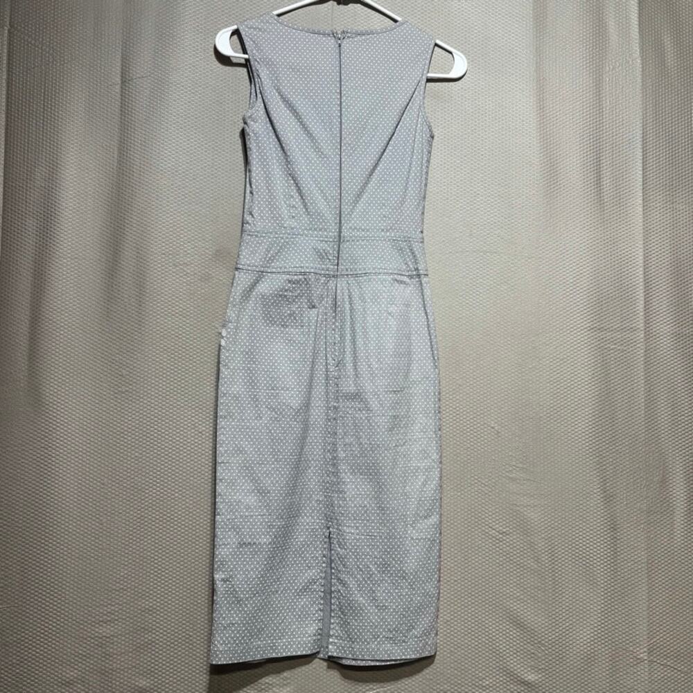 Bettie Page Las Vegas Gray Polka Dot Wiggle Pencil Dress XS Pinup Rockabilly - Picture 7 of 8